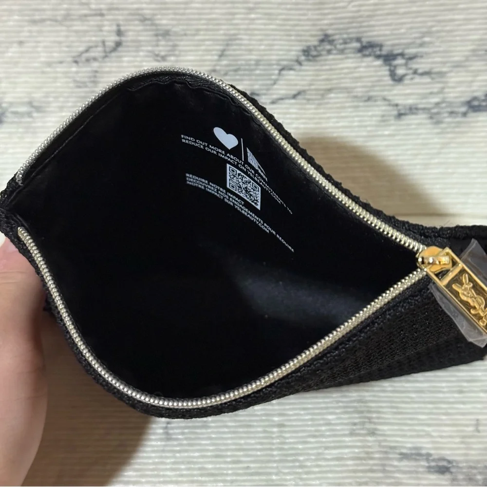 Yves Saint Laurent Black Woven Cosmetic Pouch